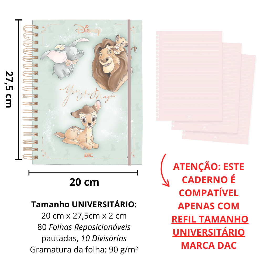Caderno Smart Universitário 10 Divisórias Disney Classics 80 fls - DAC