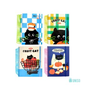 Caderno A5 Espiral Pautado Gato Curioso 15,4 x 21,2cm 160 folhas - UNISO - UND