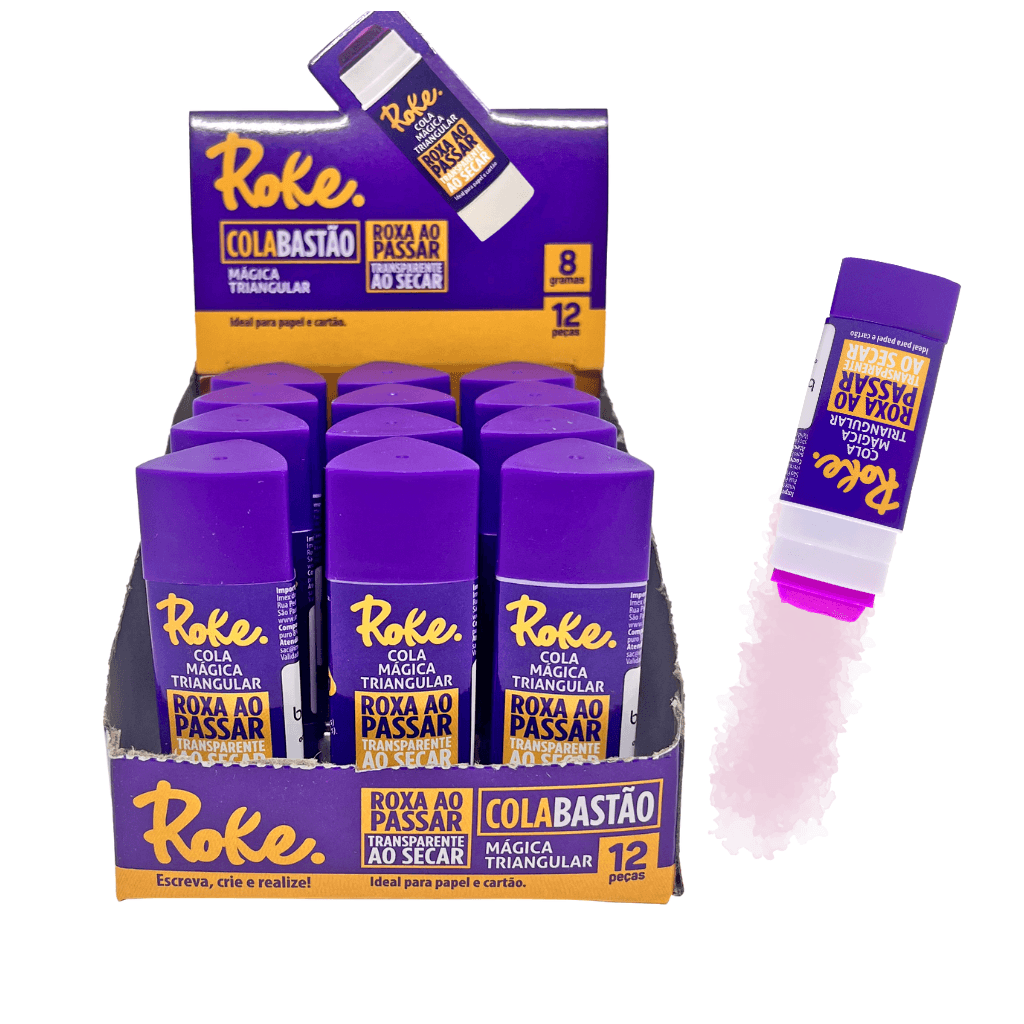 Cola Bastão Mágica Triangular 8g Roxa - ROKE - UND