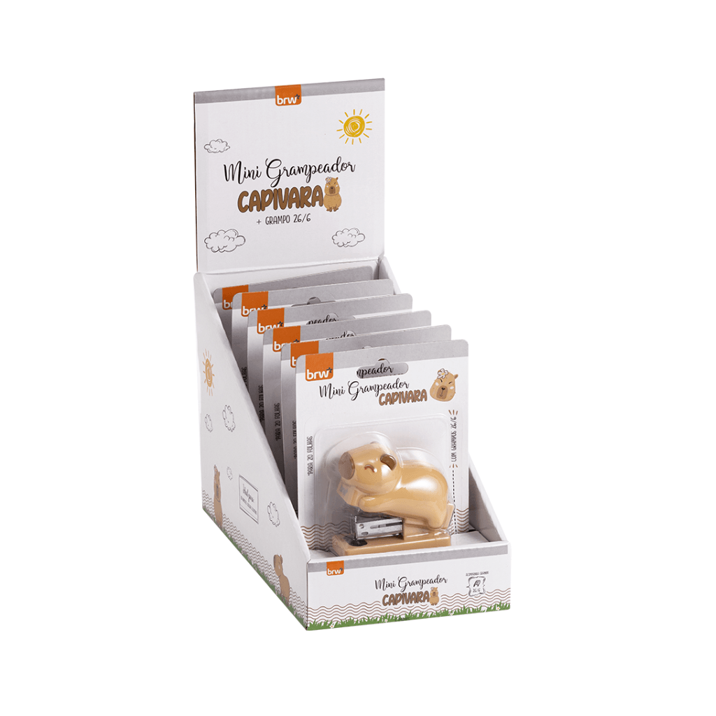 Grampeador Plástico Capivara 20 Fls + grampo 26/6 - BRW - BLISTER