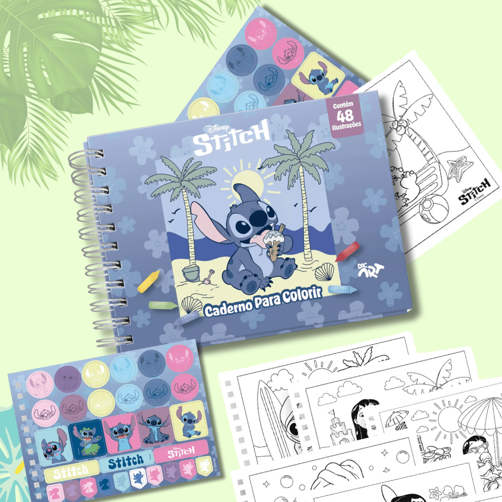 KIT Livro de Colorir STITCH DAC + 10 CANETAS TOUCH