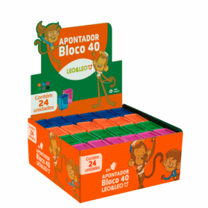 Apontador Retangular Color Bloco 40 - LEO E LEO - CX 24 UND