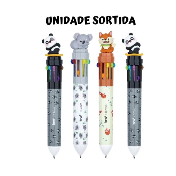 Caneta Esferográfica 10 Cores 0.7mm Animals BRW