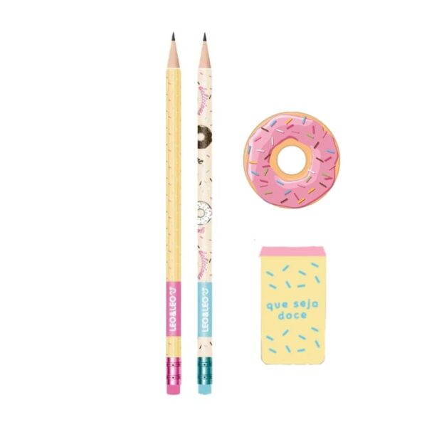 Kit Escolar Donut 4 Peças - LEO E LEO - BLISTER