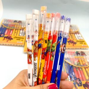 Caneta Fofa Apagável Heróis - Blister 12 Und