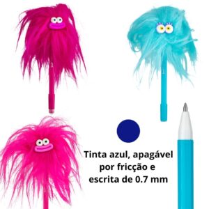 Caneta Esferográfica Gel Apagável 0,7 mm Cabeluda Crazy Fluffles - BRW - CX 12UND