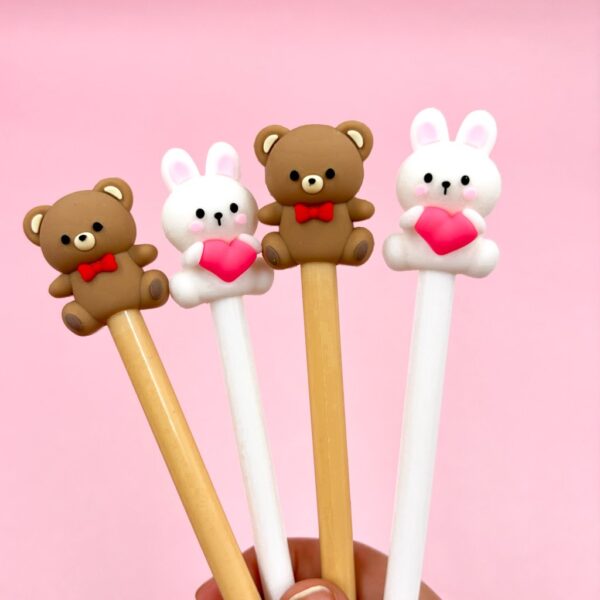 Caneta Fofa Ursinho e Coelhinho Love - Pacote 6 und
