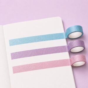 Fita Adesiva Washi Tape GLITTER Candy Color 15mmx3m - YINS PAPER - BLISTER