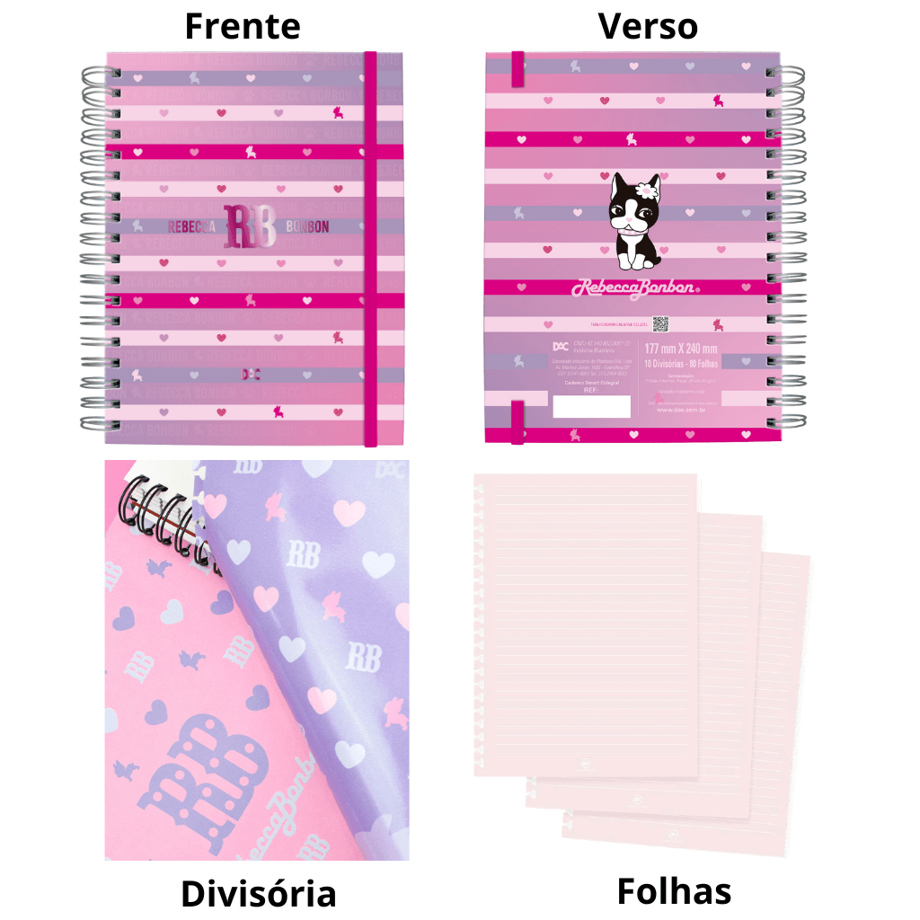 Caderno Smart Colegial Rebecca Bonbon 80 fls - DAC