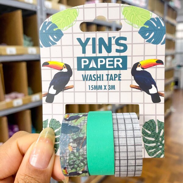 Fita Adesiva Washi Tape Tucano 15mm x 3m - YINS PAPER - BLISTER