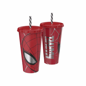 Copo Refri Homem-Aranha c/ Canudo 700ml - PLASÚTIL - UND