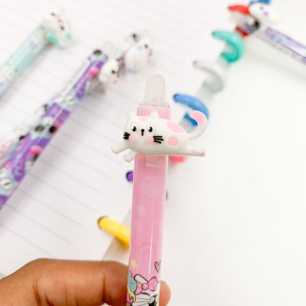 Caneta Clic Apagável Gatinho Meow - PACOTE 4 UND