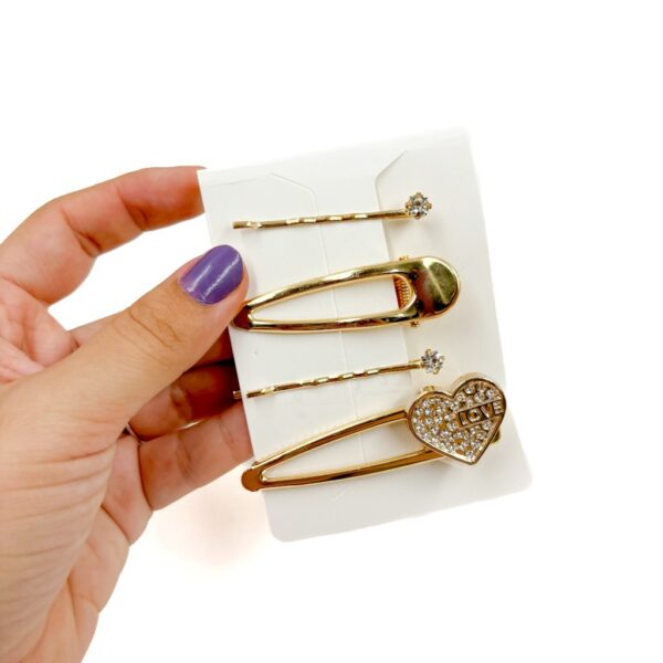 Kit Acesórios Cabelo Love Dourado