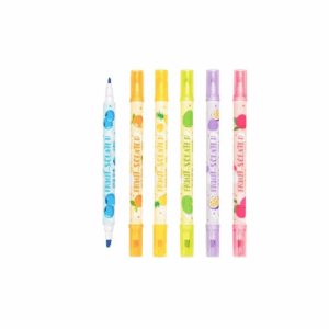 Marca Texto 2 Pontas Frutinhas c/ Cheirinho 6 Cores - BLISTER