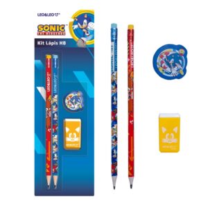 Kit Escolar SONIC 4 Peças - LEO E LEO - BLISTER