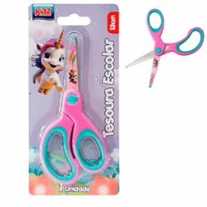 Tesoura Escolar 13 cm Unicórnio KAZ - BLISTER