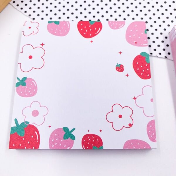 Bloco de Notas Adesivado Morango Strawberry - KIT 4 UND
