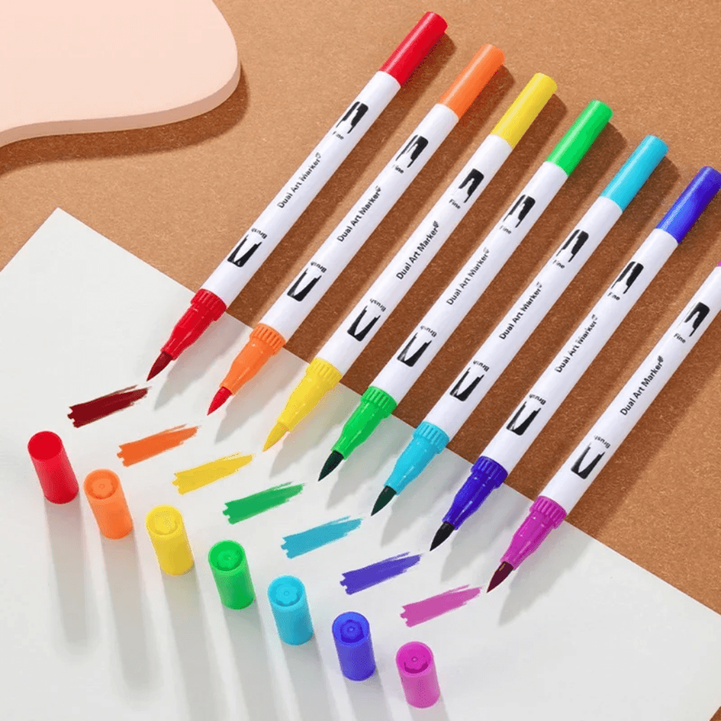 Caneta BRUSH + FINE LINER Marcador Ponta Dupla - BLISTER 12 UND