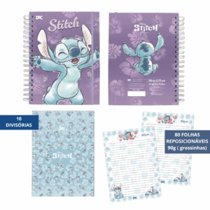 Caderno Smart Universitário 10 Divisórias Stitch Lilás 80 fls - DAC