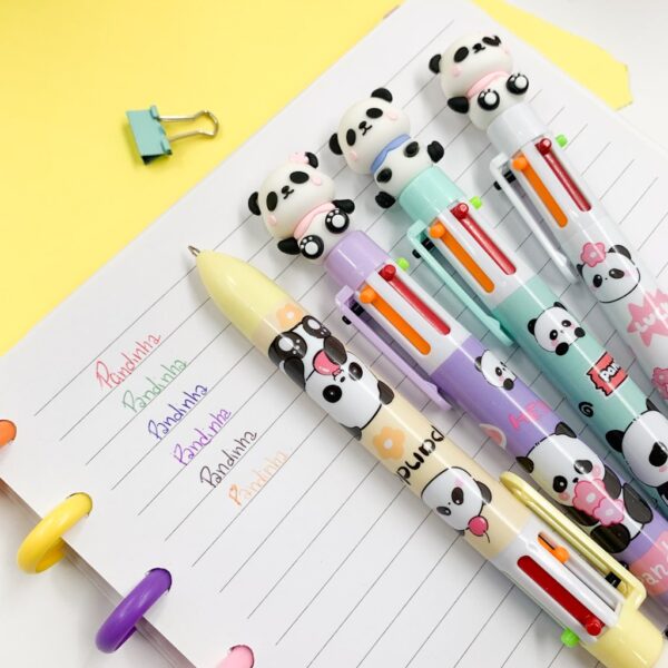 Caneta Fofa 6 Cores Pandinha Cute - UND