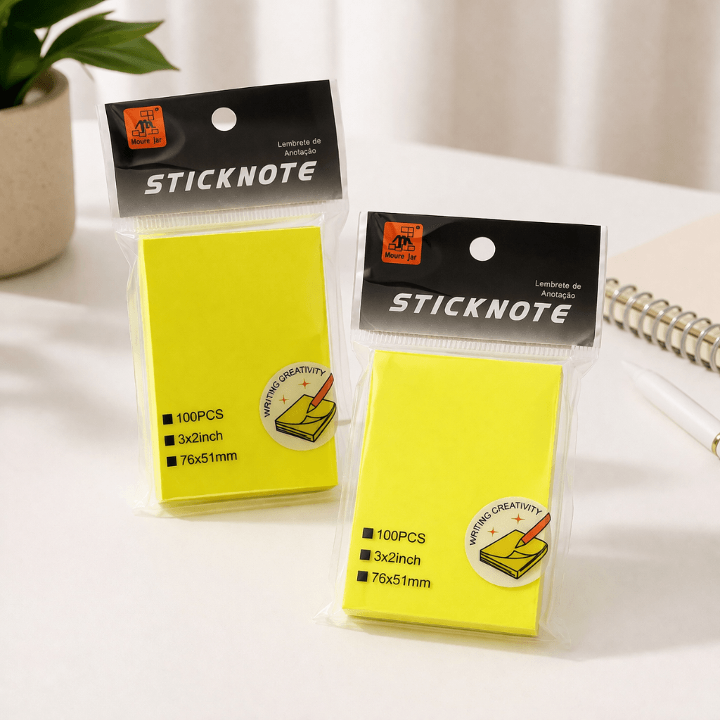 Bloco de Notas Adesivado Amarelo Neon Tam xx - IMPORTADO - UND