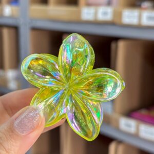 Presilha Piranha Flor TRANSPARENTE 6 cm Color - IMPORTADO - PACOTE 6 UND