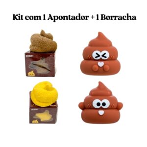 Apontador Emborrachado Cocô Poop BRW + Borracha Cocô Poop