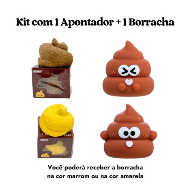 Apontador Emborrachado Cocô Poop BRW + Borracha Cocô Poop