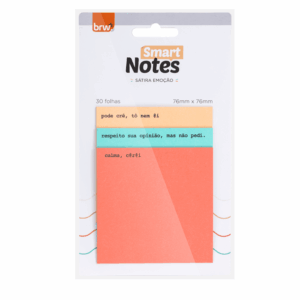 Bloco Smart Notes 76x76mm Sátira Emoção BRW - Blister 3 Blocos