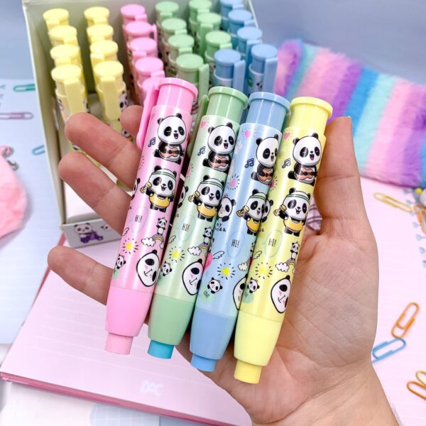 Borracha Fofa Retrátil Panda - 4 Und