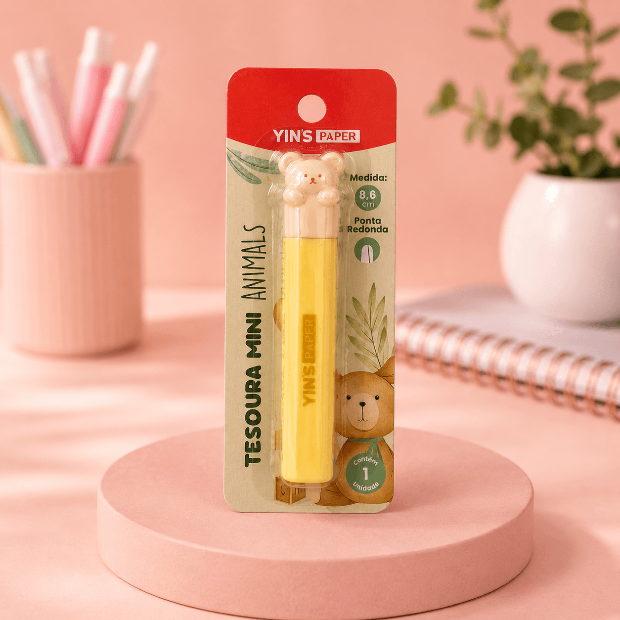 Tesoura Mini Ursinhos 8,6 cm c/ Capa - YINS PAPER - UND