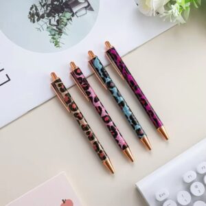 Caneta Metálica Luxo Glitter Estampada - Kit 4 Und