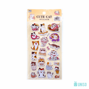 Cartela de Adesivos Cute Gato - UNISO - UND