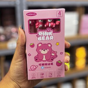 Kit Caneta Premium Apagável Ursinho Rosa 4 UND - IMPORTADO - BLISTER