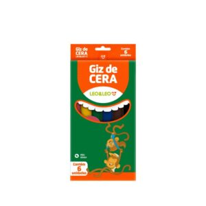 Giz de Cera 6 Cores Fino 8 x 88mm Leo e Leo - PACOTE 12 CAIXAS