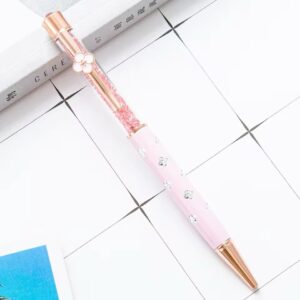 Caneta Luxo Metálica Flor c/ Pedrinhas - Kit 4 Und