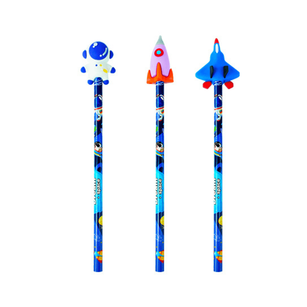 Kit Lápis c/ Borracha Astronauta 3 Peças - FOFY - BLISTER