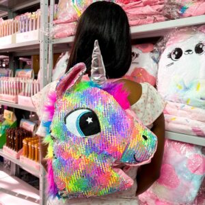 Mochila Pelúcia Unicórnio Color Lantejoulas