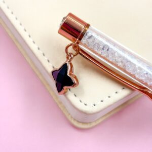 Caneta Luxo Metálica Florzinha Pingente - Kit 4 Und