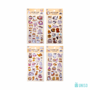 Cartela de Adesivos Cute Gato - UNISO - UND