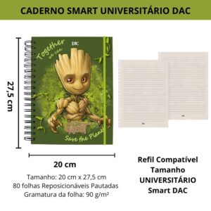 Caderno Smart Universitário 10 Matérias Guardiões da Galáxia DAC