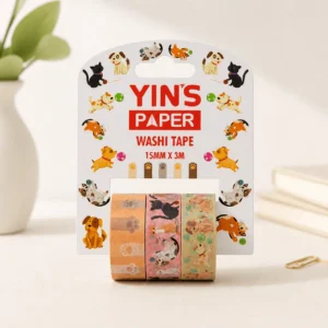 Fita Adesiva Washi Tape Pets 15mm x 3m - YINS PAPER - BLISTER
