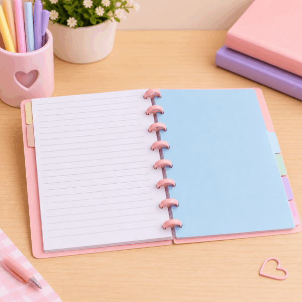 Caderno de Disco Clean ROSA A5 80 Fls /8 Discos 20x14cm - YINS PAPER - UND