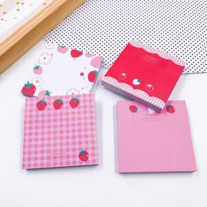 Bloco de Notas Adesivado Morango Strawberry - KIT 4 UND