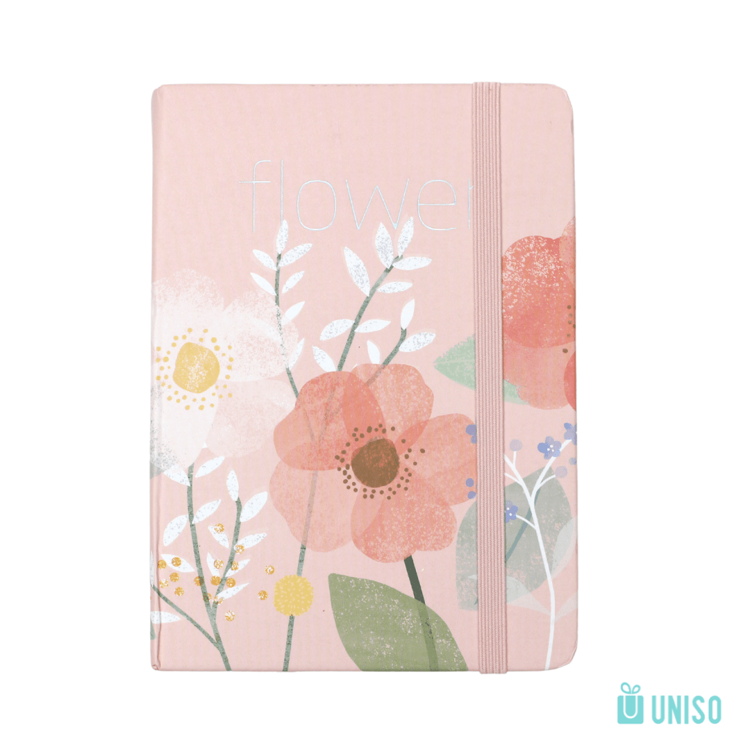 Caderno A6 SEM PAUTA Flores e Poá 10,5x14,5cm 96fls - UNISO - UND