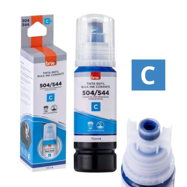 Refil de Tinta Impressora Corante 544 CIANO p/ Epson 70 ml - BRW - CX 1 UND