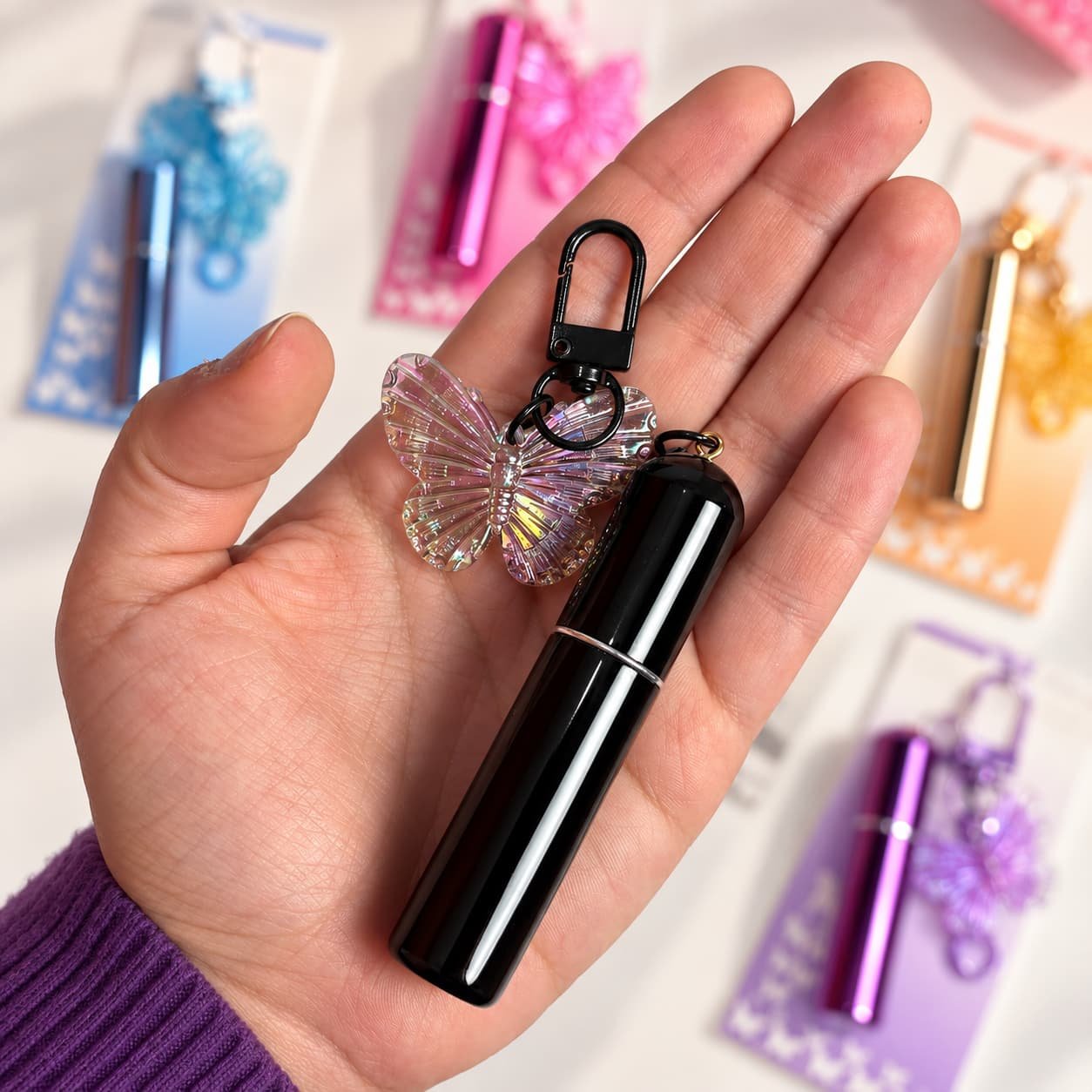 Chaveiro Tendência Charm PORTA PERFUME Borboleta - IMPORTADO - UND