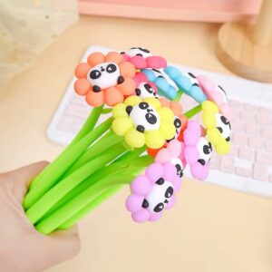 Caneta Flexível Dançante Flor Panda - PACOTE 6 UND