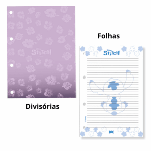 Fichário Universitário PVC Cristal 10 Divisórias Stitch 192 fls - DAC