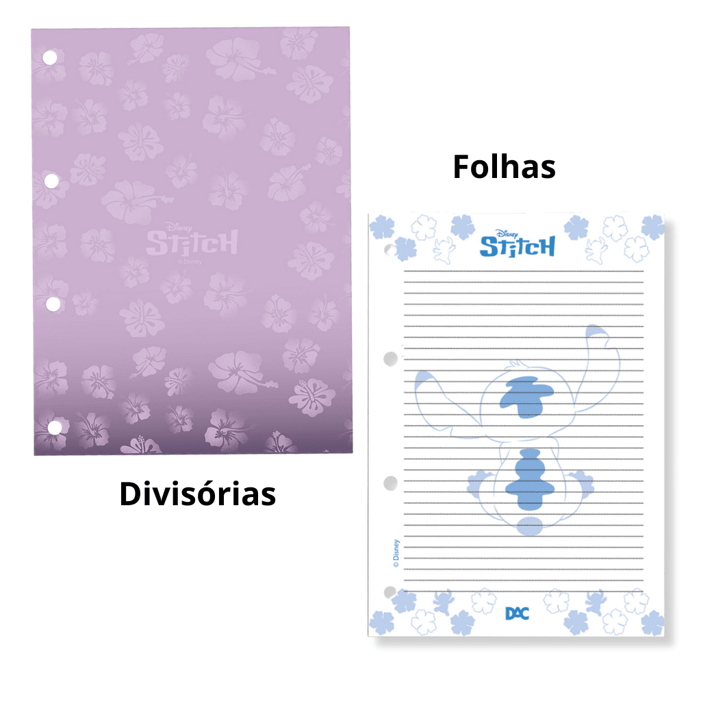 Fichário Universitário PVC Cristal 10 Divisórias Stitch 192 fls - DAC